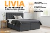 Livia Boxspringbett in Dunkelgrau mit Bettkasten und Kaltschaum-Topper für das Schlafzimmer.