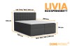 Afmetingen van het Livia boxspringbed met verschillende breedtes en hoogtes.