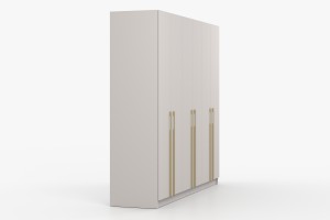 MIRELO 230 cm Kleiderschrank Drehtürenschrank Cahmere Weiß Schwarz Deine Möbel