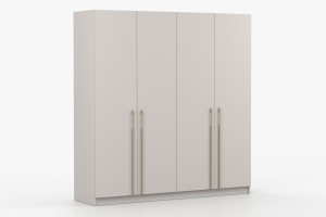 MIRELO 200 cm Kleiderschrank Drehtürenschrank Cahmere Weiß Schwarz Deine Möbel