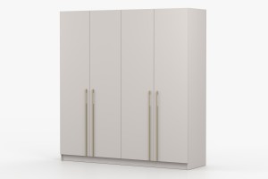 MIRELO 200 cm Kleiderschrank Drehtürenschrank Cahmere Weiß Schwarz Deine Möbel