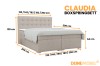 Boxspringbett Claudia Beige mit Maßen, elegantes Polsterbett in verschiedenen Größen.