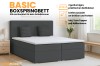 Boxspringbett Basic im Schlafzimmer mit Topper und praktischem Bettkasten-System.