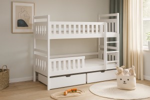 MICO 90x200 Weiß Etagenbett für 2 Kinder mit Schubladen Deine Möbel