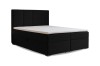 Schwarzes Boxspringbett Caro mit gestepptem Kopfteil freigestellt vor weißem Hintergrund.