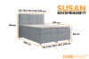 Maßgrafik für das Boxspringbett Susan mit verschiedenen Breiten von 120cm bis 200cm.