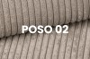 Detailaufnahme der Stoffstruktur Cord Poso 02 in Beige für Polstermöbel.
