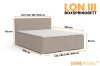 Abmessungen und Maße des Lon III Boxspringbetts in verschiedenen Größen.