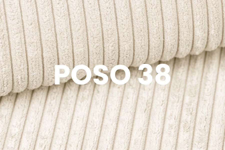 Nahaufnahme von Cordstoff POSO 38 in Beige für Polstermöbel.