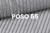 Nahaufnahme von grauem Cordstoff POSO 55 für Sofas und Betten.