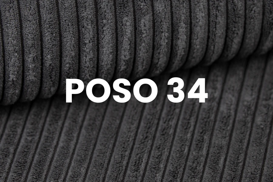 Stoffmuster Nahaufnahme Cord-Stoff POSO 34 in Grau für Boxspringbetten
