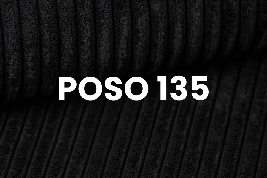 Nahaufnahme schwarzer Cord-Bezugsstoff POSO 135 für Polsterbetten