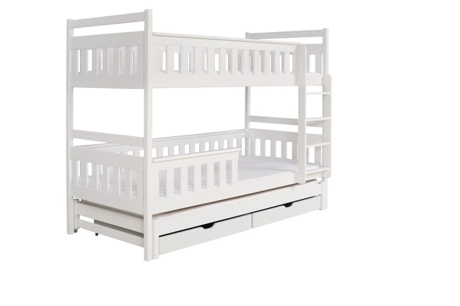 Wit stapelbed met uitschuifbed en laden voor kinderkamer