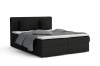 Modern zwart boxspringbed Bello inclusief hoofdbord, kussens en grijze sprei.
