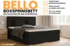 Bello boxspring bed in black with details of the storage box and cold foam topper.