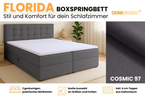 FLORIDA 140x200 Stoff Cosmic 97 Dunkelgrau Boxspringbett mit Bettkasten Deine Möbel