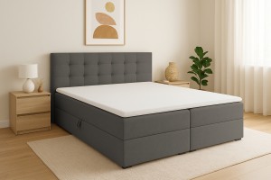 FLORIDA 140x200 Stoff Cosmic 97 Dunkelgrau Boxspringbett mit Bettkasten Deine Möbel