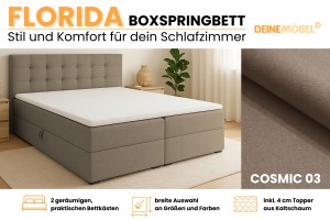 FLORIDA 140x200 Stoff Cosmic 03 Braun Boxspringbett mit Bettkasten Deine Möbel