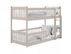 Etagenbett aus Holz in Beige mit Leiter und Rausfallschutz, Produktansicht auf weißem Hintergrund.