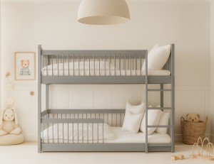 CHARM 90x200 Aschgrau Etagenbett inkl. Lattenrost Deine Möbel