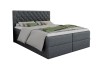 Elegantes Boxspringbett Arami in Grau mit dekorativen Kristallknöpfen am Kopfteil.