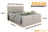 Abmessungen und verfügbare Größen des Arami Boxspringbettes im Überblick.