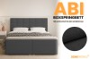 Fabric structure of the ABI boxspring bed in close-up with advertising text.