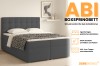 Details on the box spring bed Abi: storage boxes, colour choice and included cold foam topper.