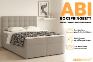 ABI Boxspringbett Boxbett Polsterbett mit Bettkasten Boucle Deine Moebel