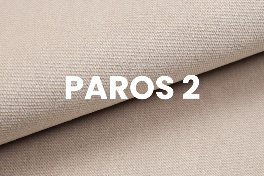 Stofstaal Paros 2 in Beige: detailweergave van de hoogwaardige bekledingsstof voor bedden.