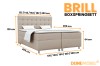 Boxspringbett Brill Maße: Übersicht der Abmessungen von 120cm bis 200cm Breite.