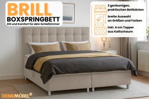 BRILL 200x200 Velour Paros 2 Beige  Boxspringbett mit Bettkasten Deine Möbel