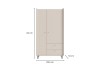 Maße für den 2-türigen Kleiderschrank in Beige: 192 cm Höhe, 103,5 cm Breite und 52 cm Tiefe.