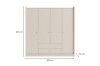 Kleiderschrank hellbeige, 4 Türen, 2 Schubladen, Abmessungen 200x207x52 cm.