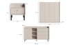 Maße der Schlafzimmermöbel: Kleiderschrank, Kommode und Nachttisch.