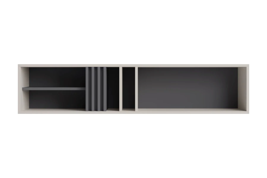 Modernes Wandregal in Beige und Anthrazit, minimalistisches Design.
