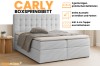 Infografik zum Carly Boxspringbett mit Details zu Bettkasten, Topper und Farbauswahl.