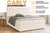 Carly boxspring in beige met bedbak, topper en cord-look – modern en functioneel.