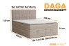 Detailed measurements for the Daga box spring bed in various available sizes.