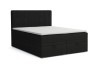 Modern black box spring bed with ribbed headboard and two integrated storage boxes.