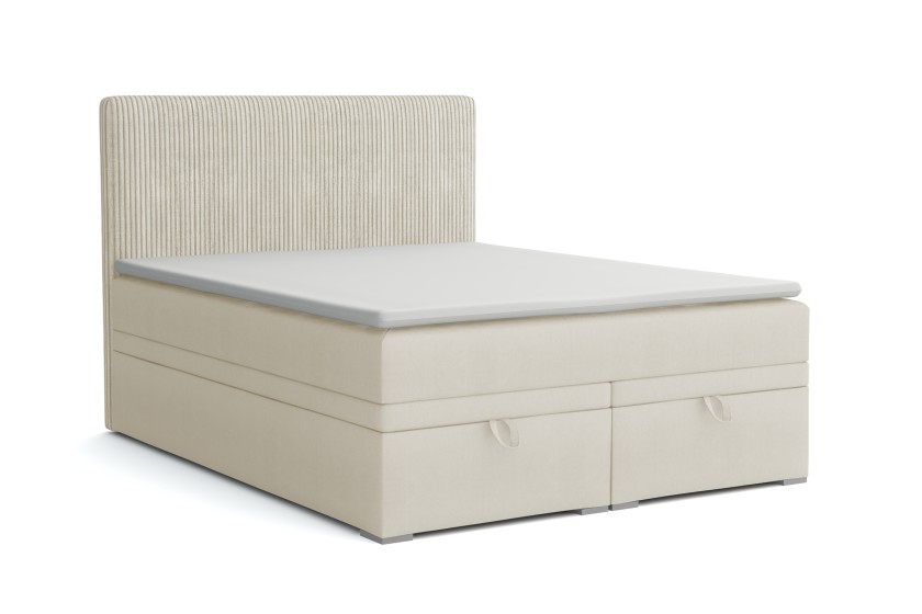 DAGA 160x200 Poso 100 / Paros 1 Creme Boxspringbett mit Bettkasten und einer durchgehenden Matratze H4 Deine Möbel