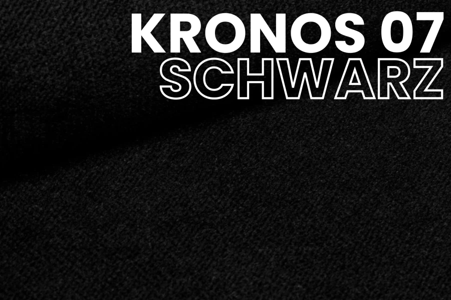 Close-up van de zwarte meubelstof Kronos 07 met fijne textuur.
