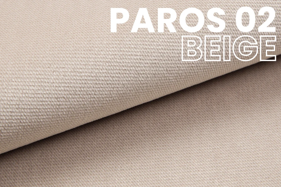 Fabric sample Paros 02 Beige: Detailed view of the texture for the boxspring bed David.
