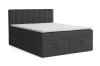 Modern boxspringbed David in Antraciet met twee opbergboxen en witte topper.