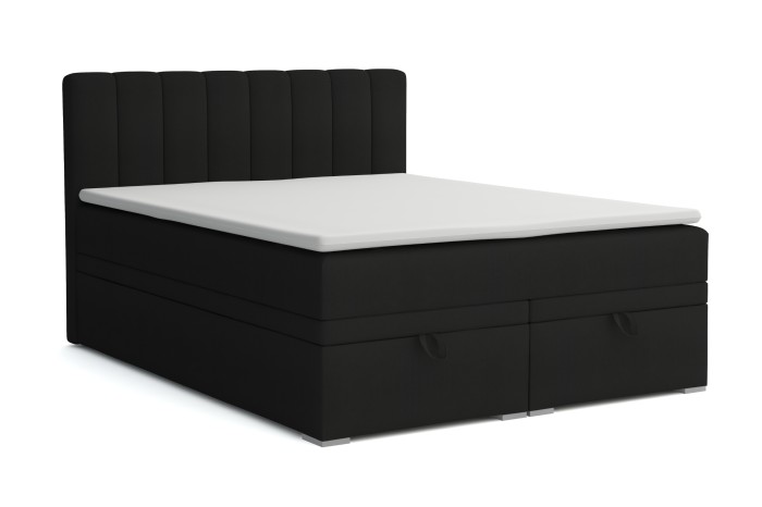 Black box spring bed David with two storage boxes and white topper