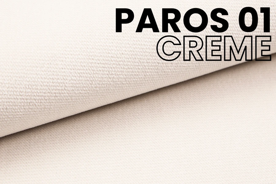 Stoffmuster Paros 01 Creme für Boxspringbett David Textur Nahaufnahme