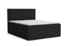Schwarzes Boxspringbett mit weißem Topper und praktischem Bettkasten.