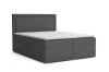 Modernes Boxspringbett in Anthrazit mit weißem Topper und gepolstertem Kopfteil.