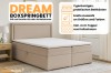 Boxspringbett Dream in Beige mit Bettkasten und Kaltschaum-Topper für das Schlafzimmer.