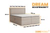 Detaillierte Maßangaben und Abmessungen für das Dream Boxspringbett in verschiedenen Größen.